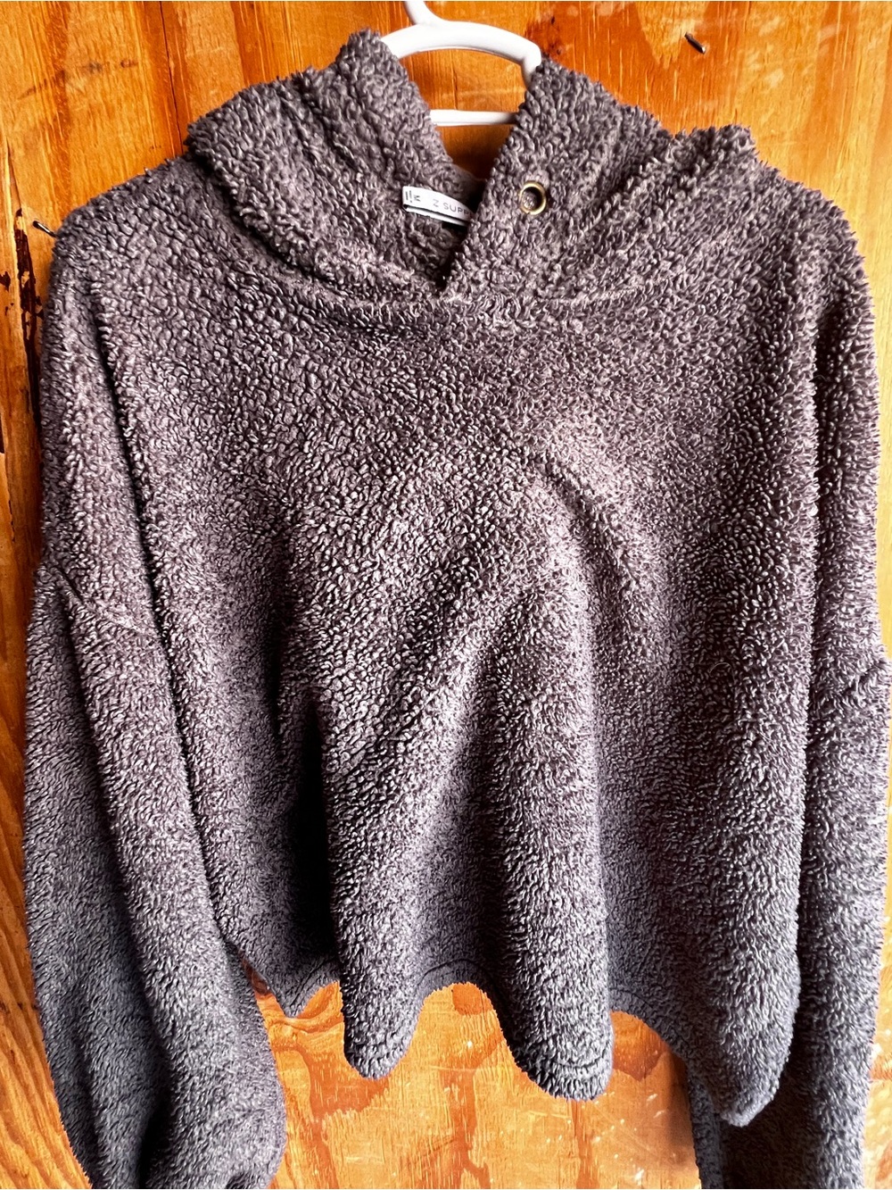 Z Supply Charcoal Gray Sherpa Fleece Pullover Hoodie Size M